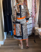 Robe imprimé géométrique léopard