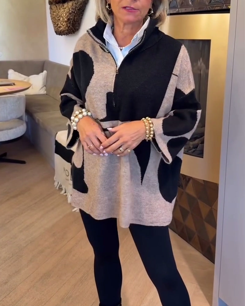 Pull À Demi-Zip Avec Col Montant Tendance