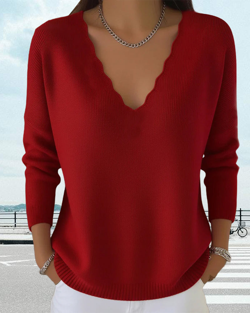 Pull Col En V Doux Tricoté
