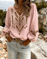 Blouse Manche Bouffante Col V Coupe Ample