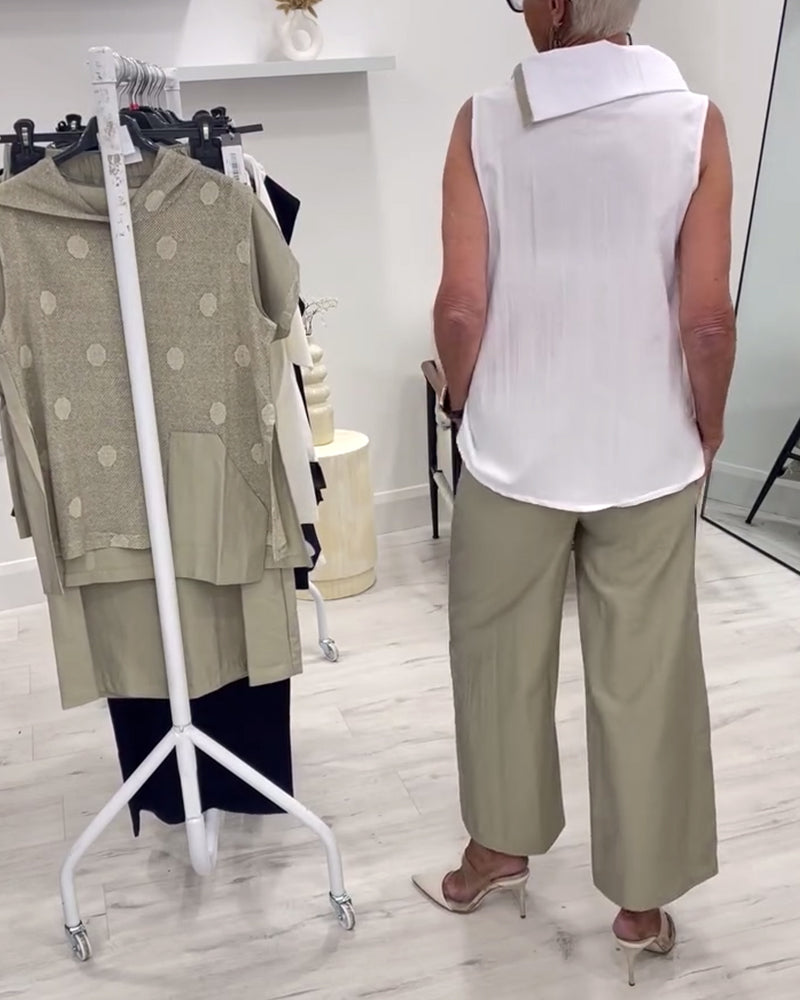 Costume Sans Manches Large Col Tendance