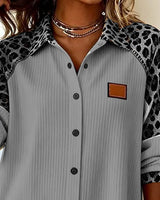 Chemise Col Revers Boutonnée Imprimé Léopard