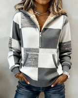 Sweat À Capuche Tendance À Demi-Fermeture Et Imprimé