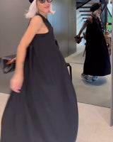 Robe débardeur plissée élégante de couleur unie