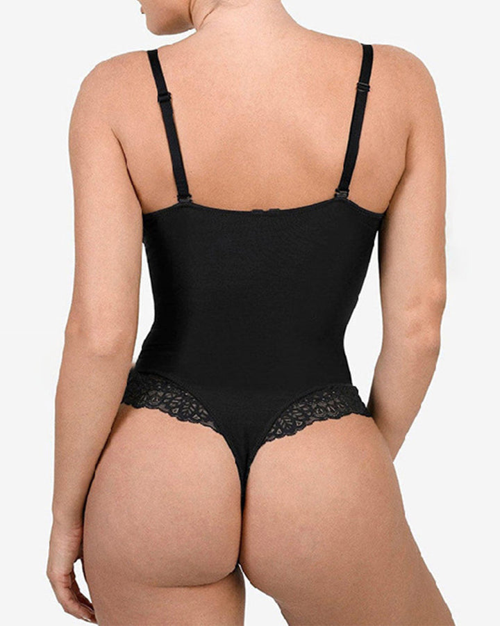 Bodysuit Décolleté Profond En V Et Dentelle Gainante