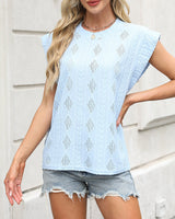 T-shirt Uni Motif Losange Style Gilet