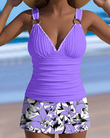 Maillot de Bain Rayé Imprimé Jupe