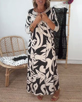 Robe À Col Rond Et Manches Longues Imprimée