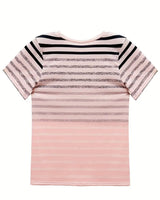 T-Shirt Col Rond Manches Courtes À Rayures