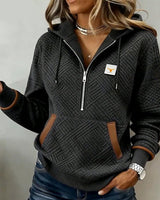 Sweat À Capuche Manches Longues Jacquard Décontracté