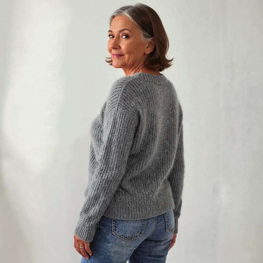 Iseult - Pull d'esprit vintage gris à moutons