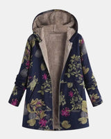 Aurora – Manteau bleu marine à motif floral