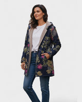 Aurora – Manteau bleu marine à motif floral