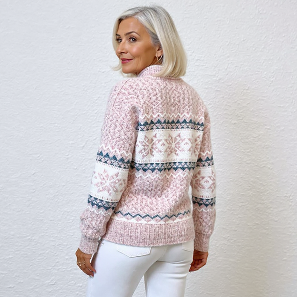 Joséphine - Pull d'esprit vintage à bande de flocons de neige