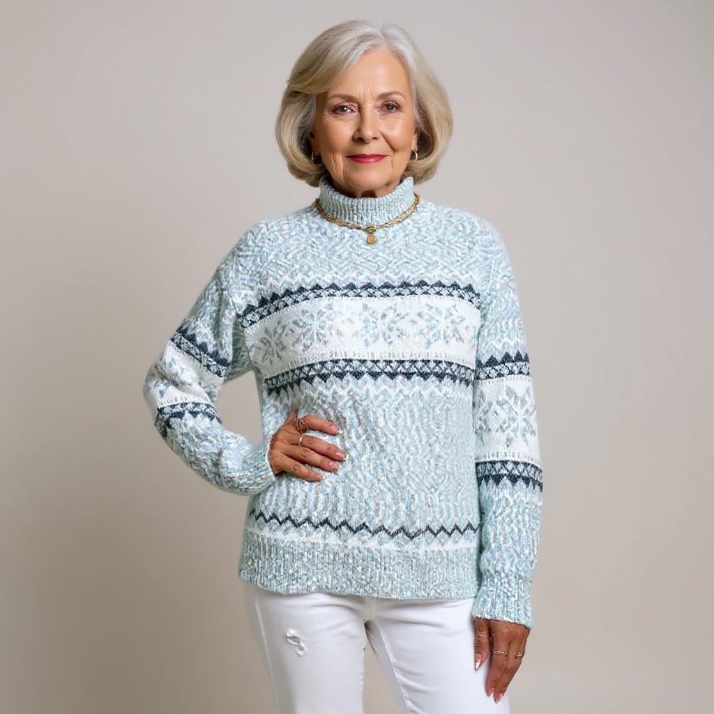 Joséphine - Pull d'esprit vintage à bande de flocons de neige