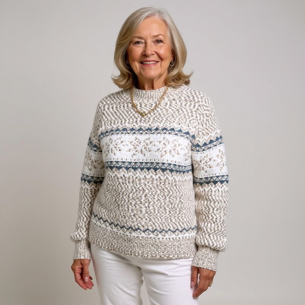 Joséphine - Pull d'esprit vintage à bande de flocons de neige