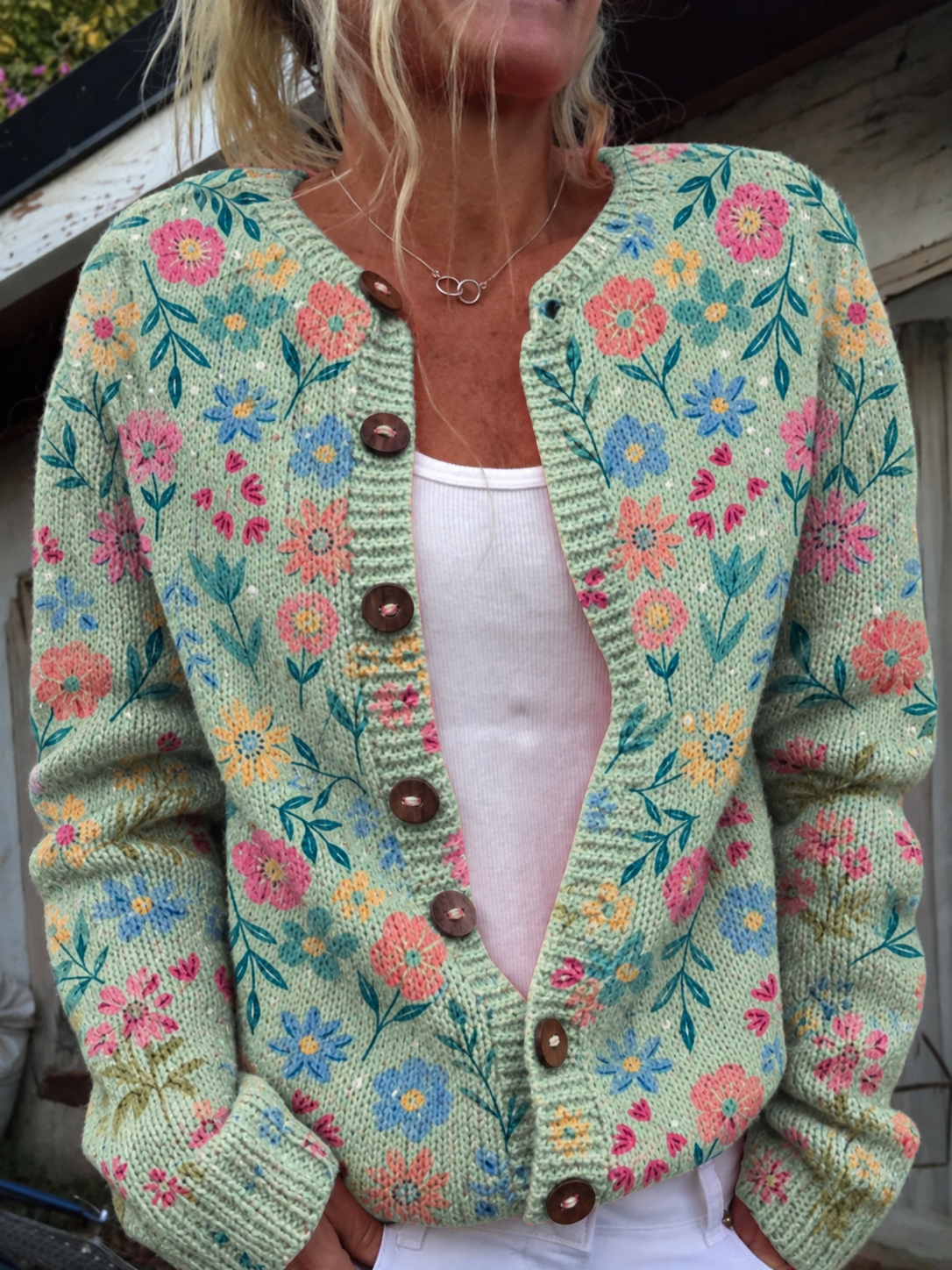 CARDIGAN À BOUTONS AVEC IMPRIMÉ FLORAL