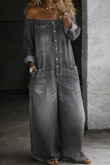 Sidonie | Combinaison denim épaules dénudées