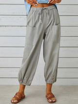Luciane | Pantalon à cordon et boutons pour femme