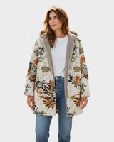 Elena – Boho-Sherpa-Kapuzenmantel mit Blumenmuster