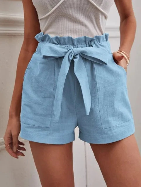 Lian | Short taille haute avec ceinture à nouer pour femme