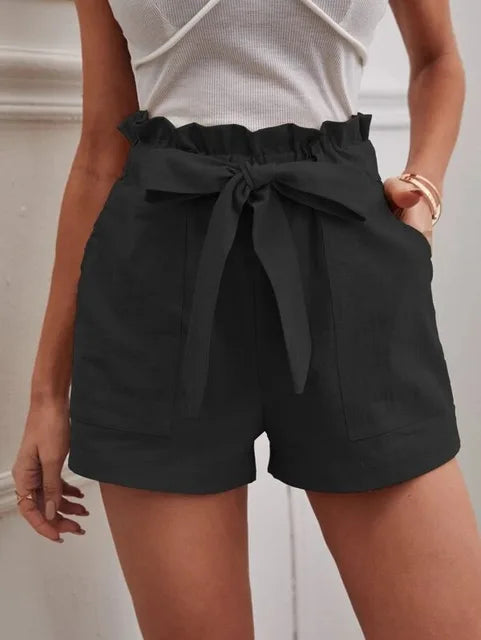 Lian | Short taille haute avec ceinture à nouer pour femme