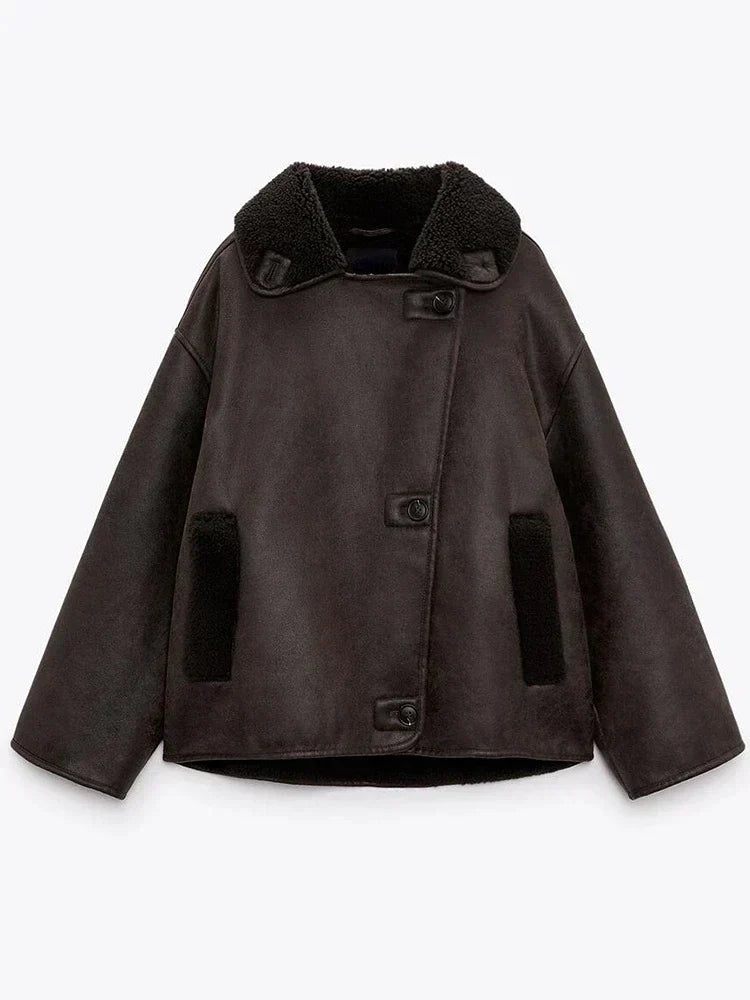 Fransesca | Veste en simili cuir vintage pour femmes