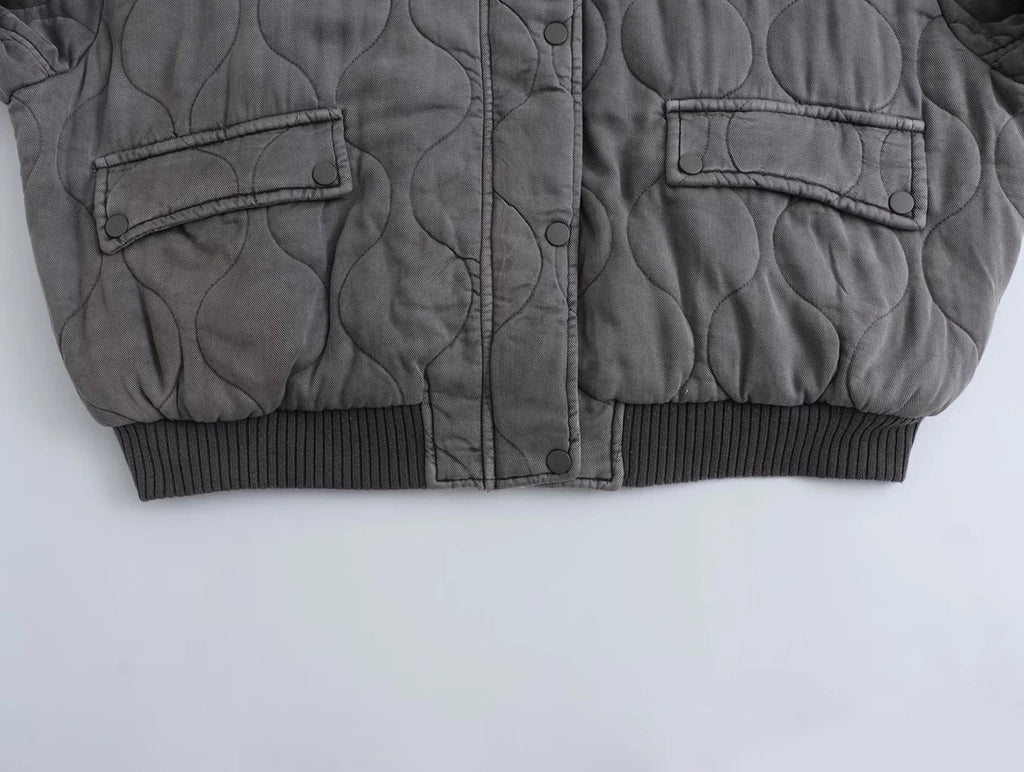 Swara | Veste Bomber Grise Coupe Ample et Tendance pour Femme