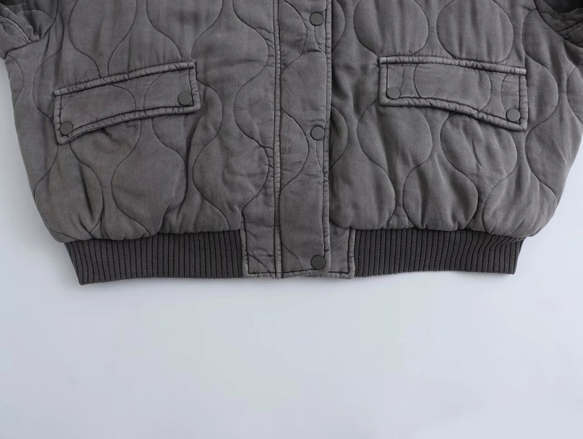 Swara | Veste Bomber Grise Coupe Ample et Tendance pour Femme