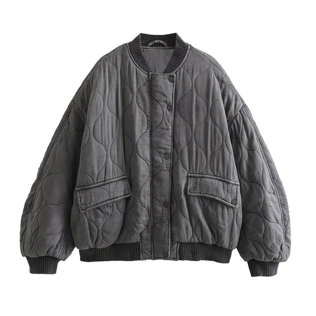 Swara | Veste Bomber Grise Coupe Ample et Tendance pour Femme