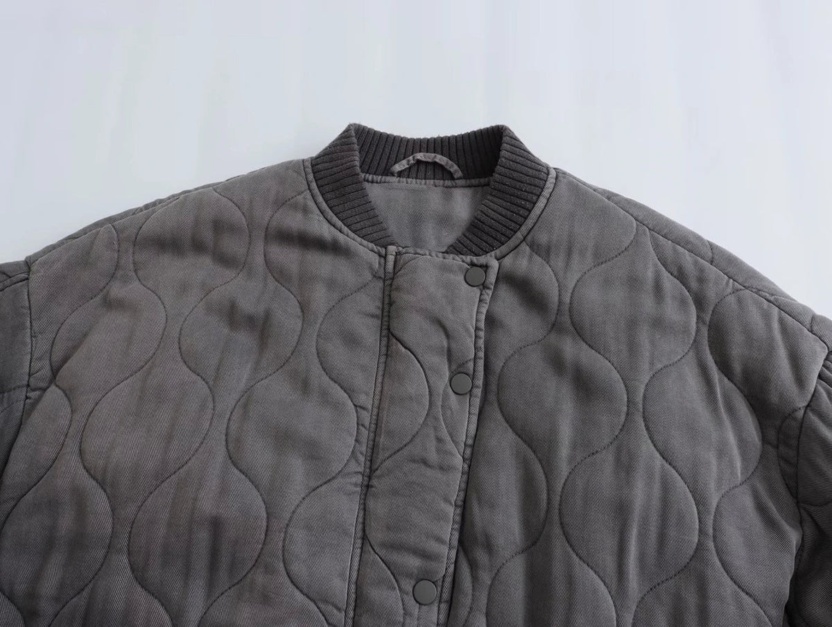 Swara | Veste Bomber Grise Coupe Ample et Tendance pour Femme