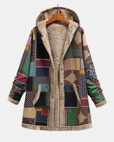 Automne – Sweat à capuche patchwork confortable aux teintes terreuses