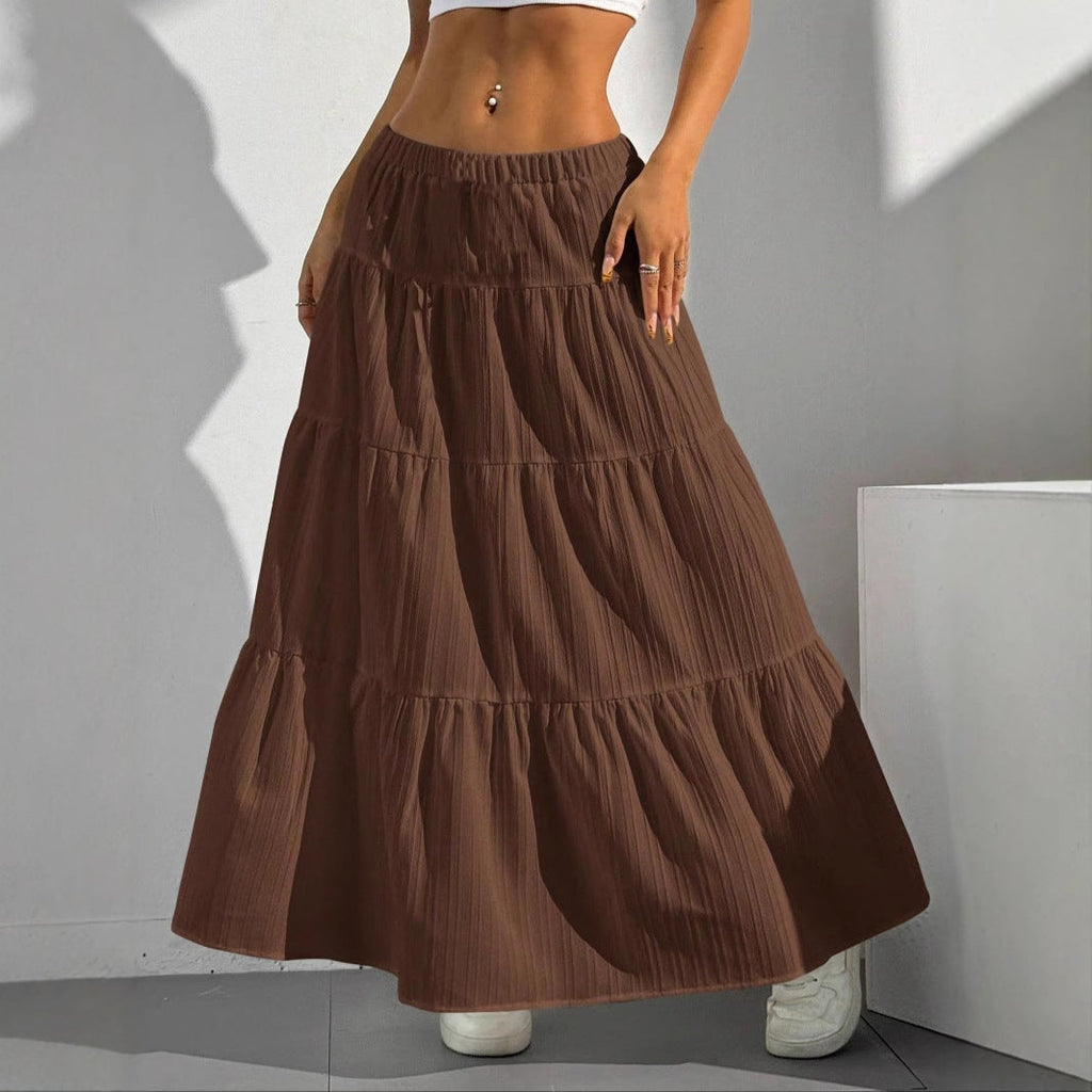 Myla | Jupe longue taille haute à plis pour femme