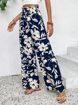 Theodora | Pantalon Large à Taille Haute Décontracté à Motif Floral pour Femme