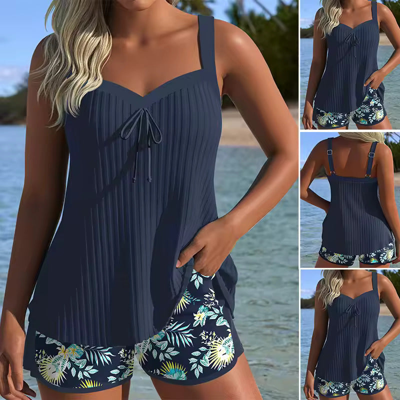 Maillot de Bain Amincissant Bretelles Rayé