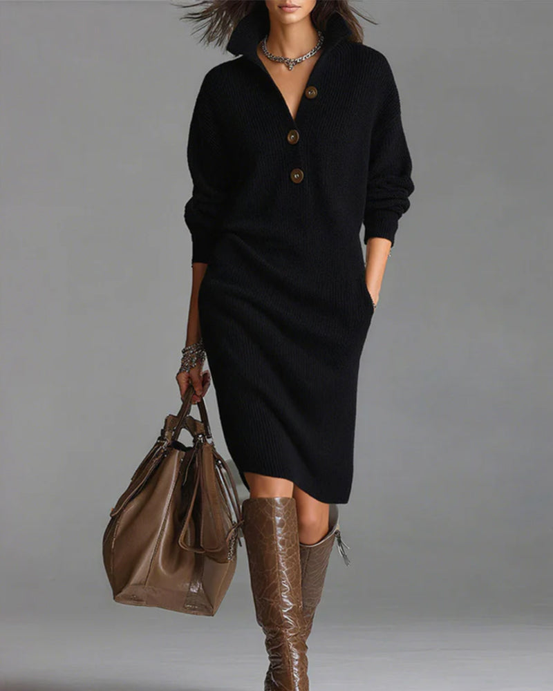 Robe pull décontractée de couleur unie pour l'automne et l'hiver