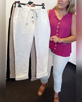 Pantalon Mode Couleur Unie Bouton Poche Mince