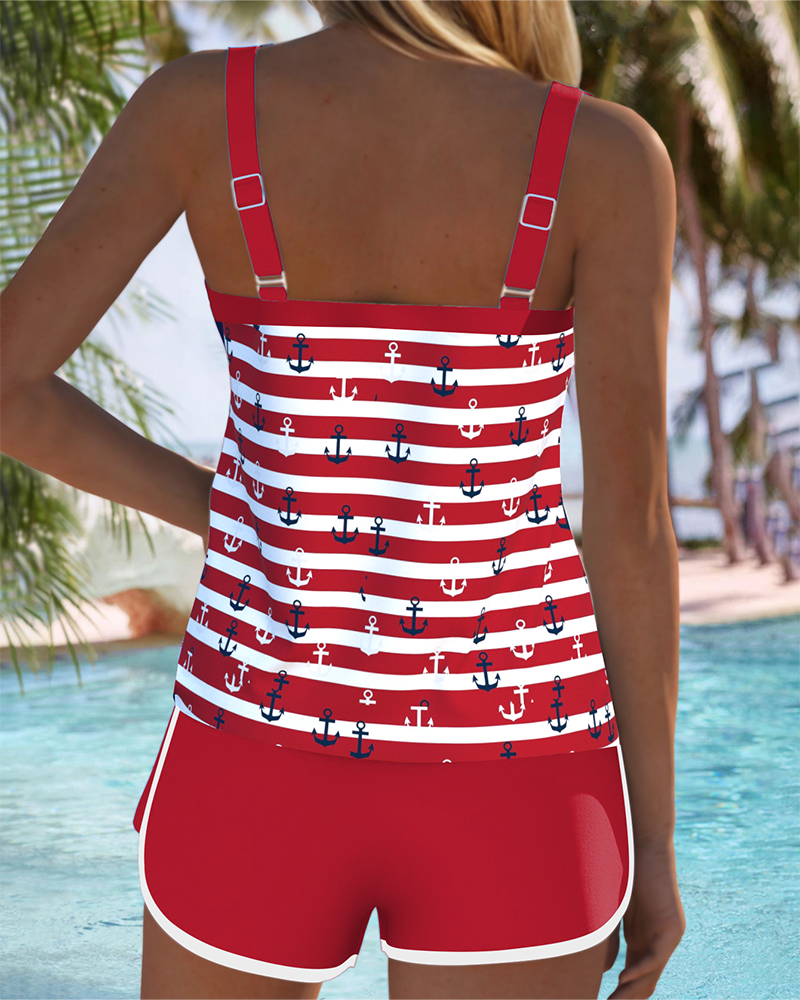 Maillot De Bain Imprimé Short À Bretelles