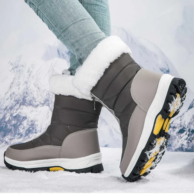 Bottes De Neige Chaudes Antidérapantes À Fermeture Éclair Pour Femmes