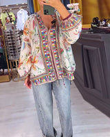 Blouse Sexy à col en V Imprimé tendance