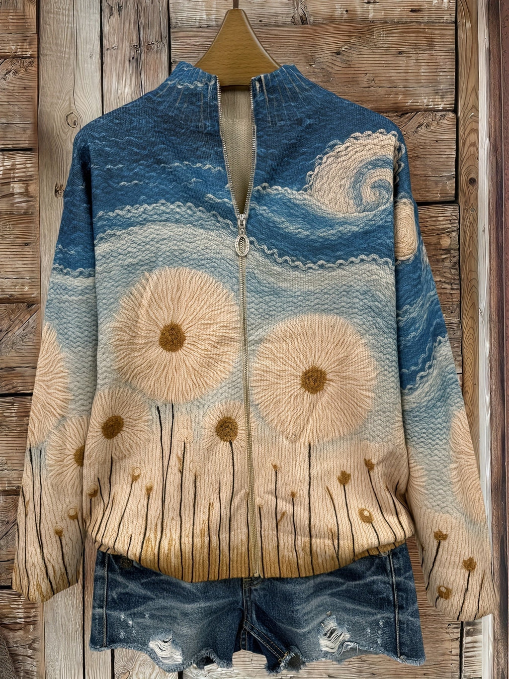 Coralie - Cardigan zippé à imprimé prairie fleurie