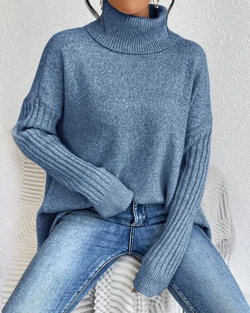 Pull Ample à Col Montant Asymétrique