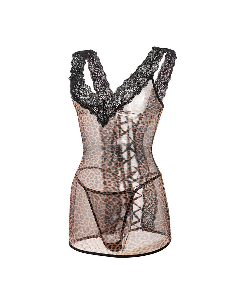 Chemise de Nuit Sexy Bretelles Dentelle