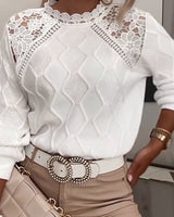 Pull Garniture Dentelle Mode Patchwork