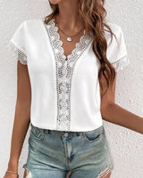 T-Shirt Dentelle Creux Uni
