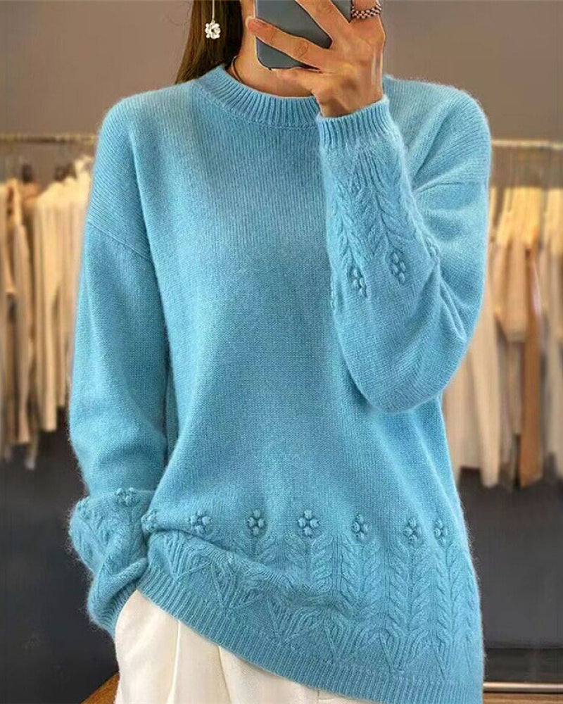 Pull-Over À La Coupe Adaptée Pour Femme, À Couleur Unie Et De Style Rétro