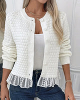Manteau Manches Longues Pull À Panneaux De Dentelle