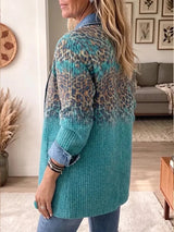 Abigail – Veste en jean vintage à imprimé léopard