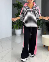 Costume Imprimé Rayé Pantalon Large
