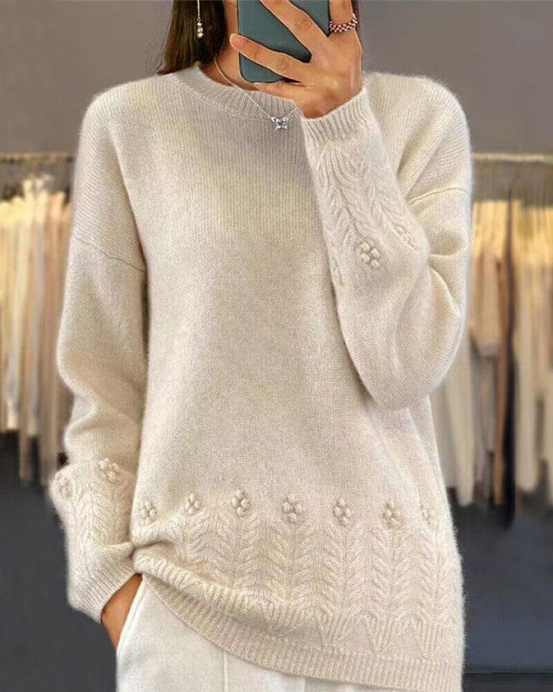 Pull-Over À La Coupe Adaptée Pour Femme, À Couleur Unie Et De Style Rétro